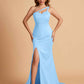 Elegant Satin One Shoulder Sweetheart Mermaid Long Bridesmaid Dresses