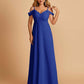 Chiffon Off-shoulder Long Prom Dresses V-neck Floor Length A-line