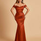 Satin Mermaid Off Shoulder Bridesmaid Dresses Sweetheart Floor Length