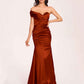 Satin One-shoulder Bridesmaid Dresses Pleats Floor Length Mermaid Long