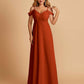 Chiffon Off-shoulder Long Bridesmaid Dresses V-neck Floor Length A-line For Sale