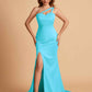 Elegant Satin One Shoulder Sweetheart Mermaid Long Bridesmaid Dresses