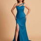 Elegant Satin One Shoulder Sweetheart Mermaid Long Bridesmaid Dresses