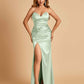 Sexy Satin Mermaid Long Bridesmaid Dresses Strapless Sweetheart Side Slit Floor Length