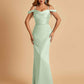Sexy Off Shoulder Mermaid Long Prom Dresses Satin Spaghetti Straps Floor Length