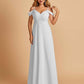 Chiffon Off-shoulder Long Bridesmaid Dresses V-neck Floor Length A-line For Sale