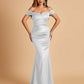 Satin Mermaid Off Shoulder Bridesmaid Dresses Sweetheart Floor Length