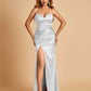 Sexy Satin Mermaid Long Bridesmaid Dresses Strapless Sweetheart Side Slit Floor Length