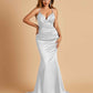 Satin Mermaid V-neck Bridesmaid Dresses Spaghetti Straps Floor Length