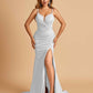 Satin Mermaid Long Prom Dresses Spaghetti Straps Sweetheart Side Slit Floor Length