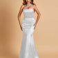 Sexy Satin Mermaid Bridesmaid Dresses One Shoulder Floor Length