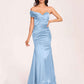 Satin One-shoulder Bridesmaid Dresses Pleats Floor Length Mermaid Long