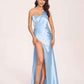 Sexy Satin One-shoulder Prom Dresses Side Slit Sheath Floor Length Long