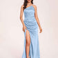 Satin Halter Pleats Sheath Bridesmaid Dresses Side-Slit Floor Length Sleeveless