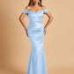 Satin Mermaid Off Shoulder Bridesmaid Dresses Sweetheart Floor Length
