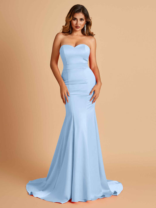 Sexy Satin Sweetheart Mermaid Bridesmaid Dresses Strapless Floor Length
