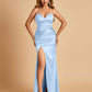 Sexy Satin Mermaid Long Bridesmaid Dresses Strapless Sweetheart Side Slit Floor Length