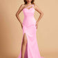 Elegant Satin One Shoulder Sweetheart Mermaid Long Bridesmaid Dresses
