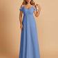 Chiffon Off-shoulder Long Bridesmaid Dresses V-neck Floor Length A-line For Sale