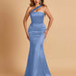 Sexy Satin Mermaid Bridesmaid Dresses One Shoulder Floor Length