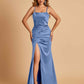 Sexy Satin Spaghetti Straps Prom Dresses Open Back Mermaid Floor Length Unique