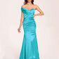 Satin One-shoulder Bridesmaid Dresses Pleats Floor Length Mermaid Long