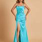 Sexy Satin Spaghetti Straps Prom Dresses Open Back Mermaid Floor Length Unique