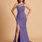 Elegant Satin One Shoulder Sweetheart Mermaid Long Bridesmaid Dresses