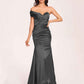 Satin One-shoulder Bridesmaid Dresses Pleats Floor Length Mermaid Long