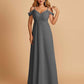 Chiffon Off-shoulder Long Bridesmaid Dresses V-neck Floor Length A-line For Sale