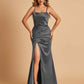 Sexy Satin Spaghetti Straps Prom Dresses Open Back Mermaid Floor Length Unique
