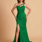 Elegant Satin One Shoulder Sweetheart Mermaid Long Bridesmaid Dresses