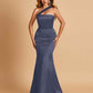 Sexy Satin Mermaid Bridesmaid Dresses One Shoulder Floor Length