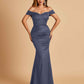 Satin Mermaid Off Shoulder Bridesmaid Dresses Sweetheart Floor Length