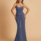 Satin Mermaid Sweetheart Prom Dresses Spaghetti Straps With Pleats Floor Length
