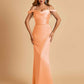 Sexy Off Shoulder Mermaid Long Bridesmaid Dresses Satin Spaghetti Straps Floor Length