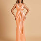 Sexy Satin Sheath V-neck Bridesmaid Dresses Strapless Floor Length