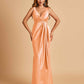 Sexy Satin Sheath V-neck Prom Dresses Strapless Floor Length