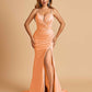 Satin Mermaid Long Prom Dresses Spaghetti Straps Sweetheart Side Slit Floor Length