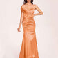 Satin One-shoulder Bridesmaid Dresses Pleats Floor Length Mermaid Long