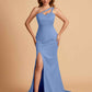 Elegant Satin One Shoulder Sweetheart Mermaid Long Bridesmaid Dresses