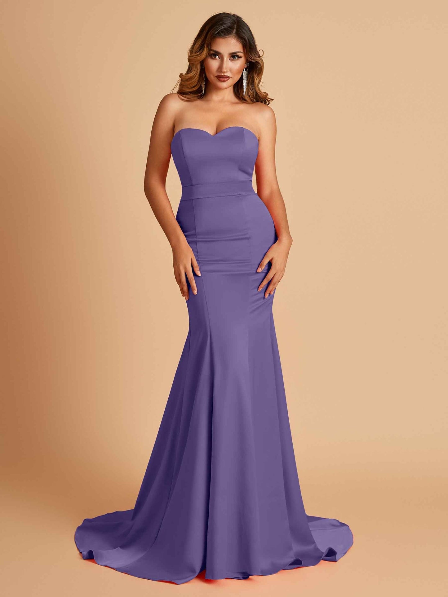 Sexy Satin Sweetheart Mermaid Prom Dresses Strapless Floor Length