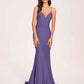 Sexy Satin Mermaid Prom Dresses Spaghetti Straps V-neck Floor Length Lace-up Back