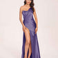 Sexy Satin One-shoulder Bridesmaid Dresses Side Slit Sheath Floor Length Long