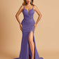 Satin Mermaid Long Prom Dresses Spaghetti Straps Sweetheart Side Slit Floor Length