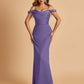 Sexy Off Shoulder Mermaid Long Prom Dresses Satin Spaghetti Straps Floor Length