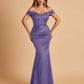 Satin Mermaid Off Shoulder Bridesmaid Dresses Sweetheart Floor Length