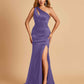 Sexy Satin Key Hole Bridesmaid Dresses One Shoulder Key Hole Floor Length Sheath For Sale