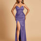 Sexy Satin Mermaid Long Bridesmaid Dresses Strapless Sweetheart Side Slit Floor Length