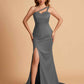 Elegant Satin One Shoulder Sweetheart Mermaid Long Bridesmaid Dresses